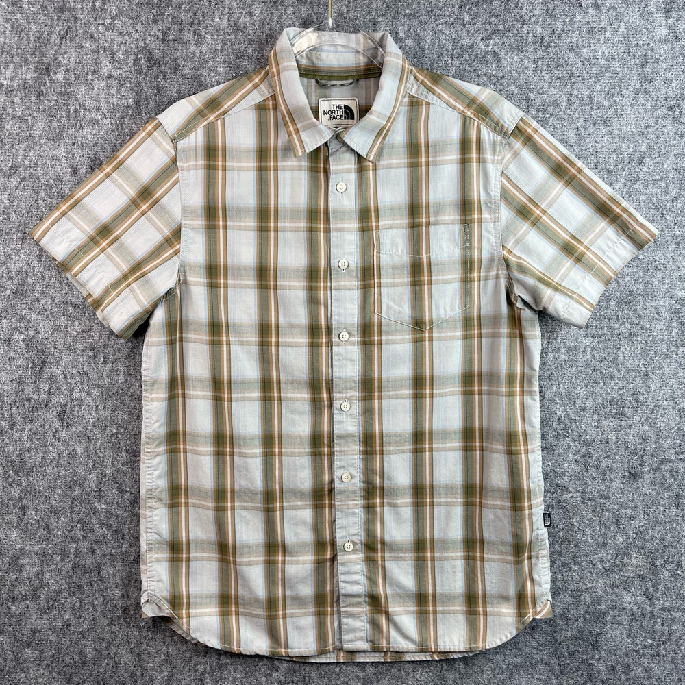 The North Face Short Sleeve Cotton Blend Plaid Shirt Size Medium